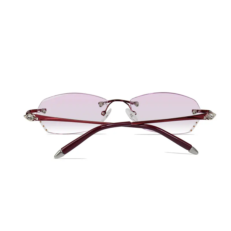 Стразы очки для чтения женщин с пурпурными линзами роскошные без оправы + 100 150 200