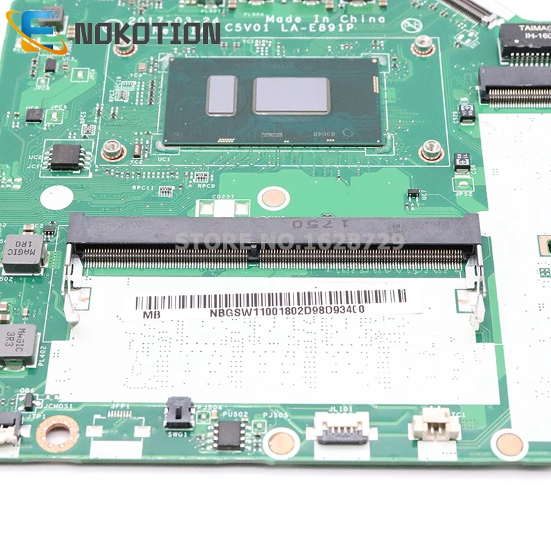 NOKOTION NBGSW11001 NB. GSW11.001 C5V01 LA-E891P для acer aspire A515 A515-51 Материнская плата ноутбука SR3LA I5-8250U Процессор DDR4
