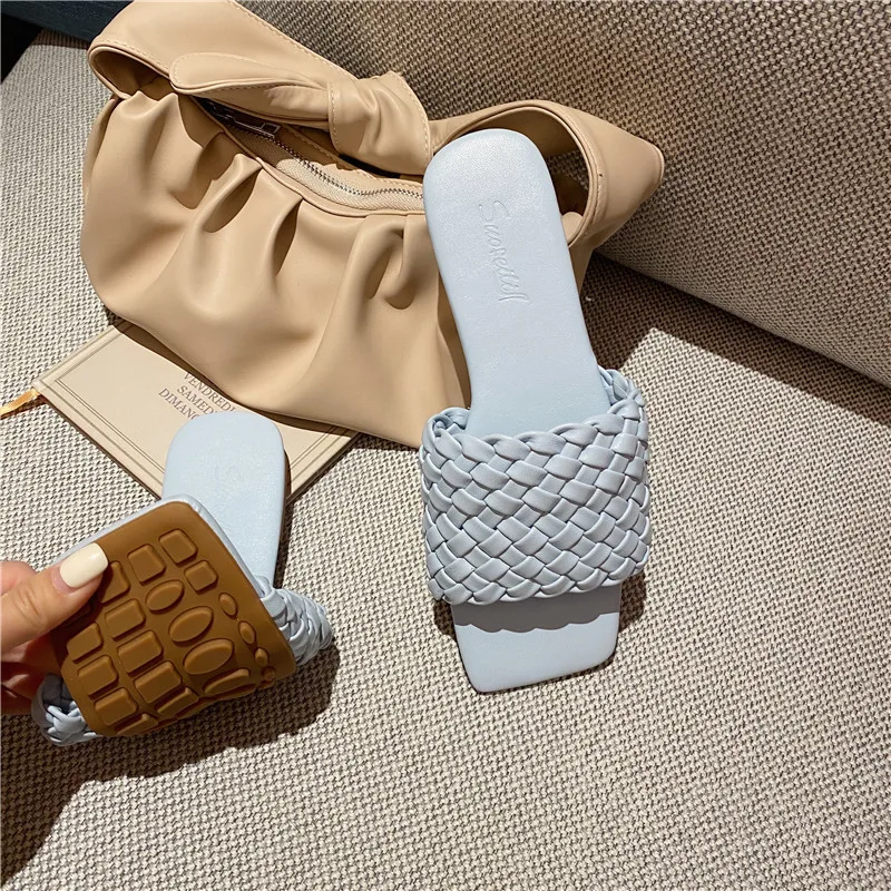 

2020 Fashion Slippers Women Weave Open Toe Flat Slides Sandal ladies Spring Summer Sexy Home Beach Female Flip Flops Shoes Woman