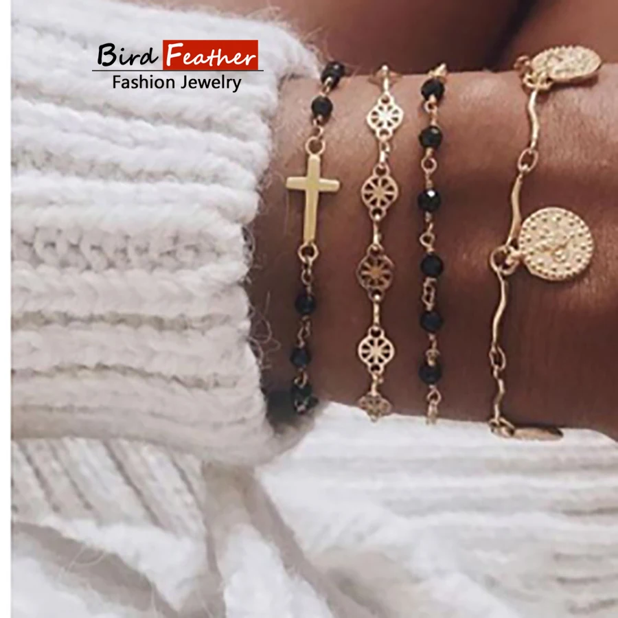 Женский браслет ручной работы в богемном стиле золотистого цвета Набор