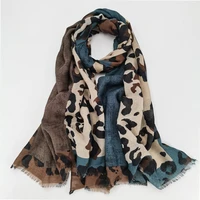 fashion 2021 leopard patchwork fringe viscose scarf lady high quality print soft shawls and wraps muslim pashmina stole 18090cm
