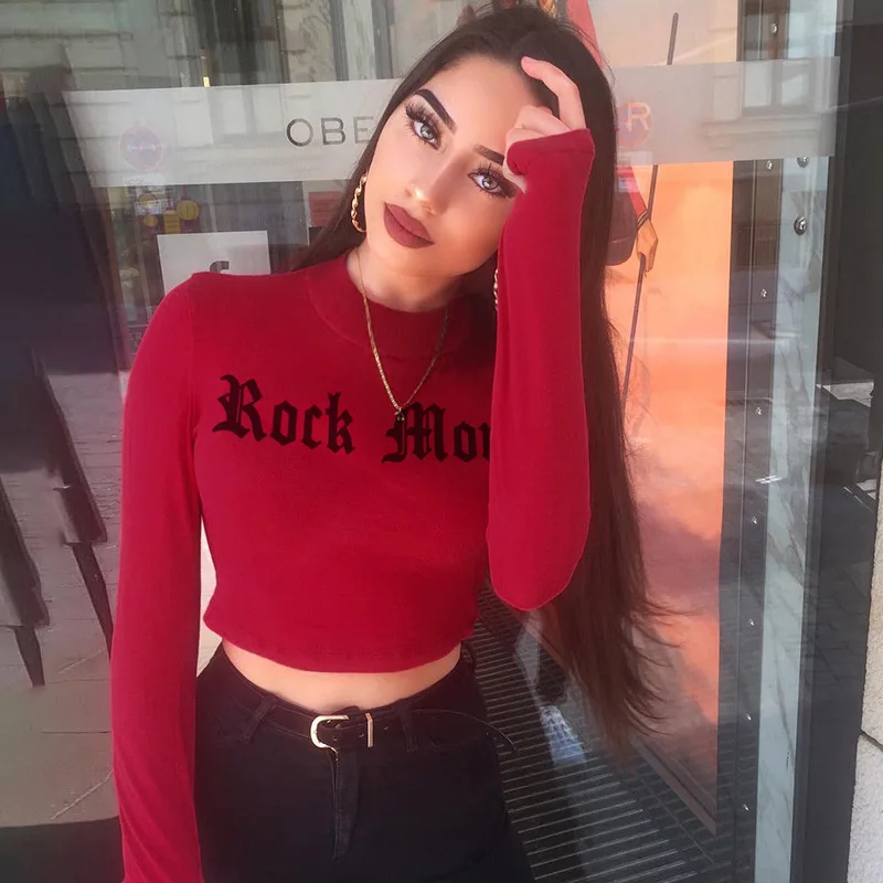 

New Long Sleeve Spring/Autumn Tops For Women 2020 Short Floral Print O-Neck Sexy Fashion y2k Top Streetwear