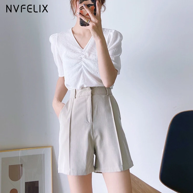 

Shorts Women Wide Leg Loose Drape Casual Women's Office Streetwear Fashion Simple For Suits With Shorts Summer Ladies 2021 New