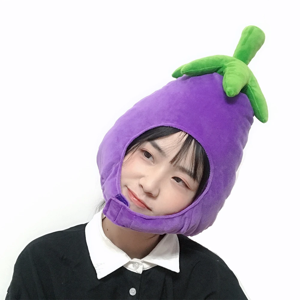 

Hat Cute Food Vegetable Purple Eggplant Headgear Hat Funny Plush Performance Props Cosplay Hat