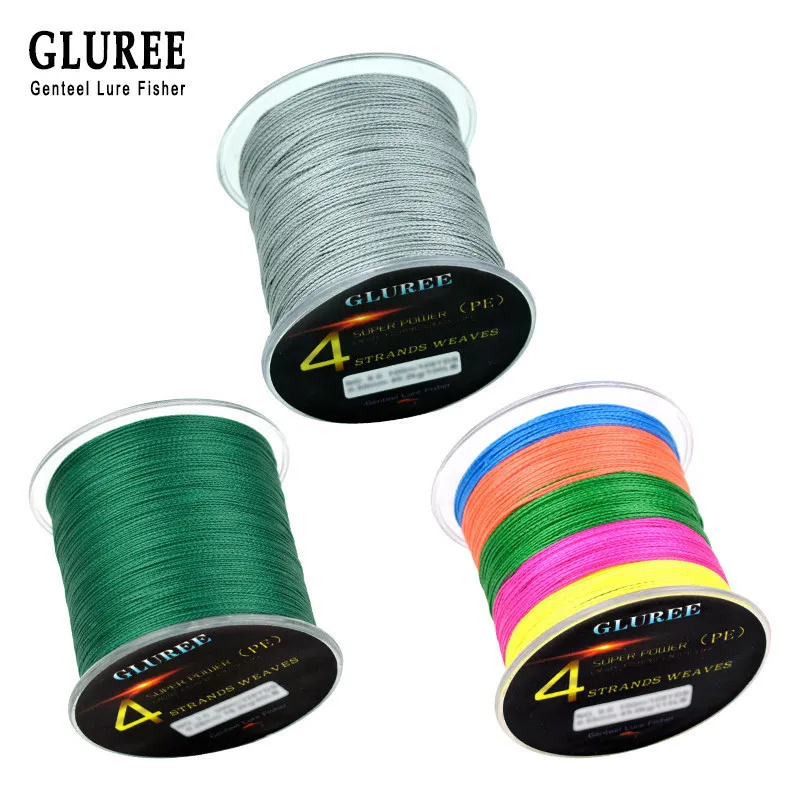 GLUREE 300 м/328 ярдов 4 стоит PE плетеная рыболовная леска из ПЭ 100% Комплексная линия