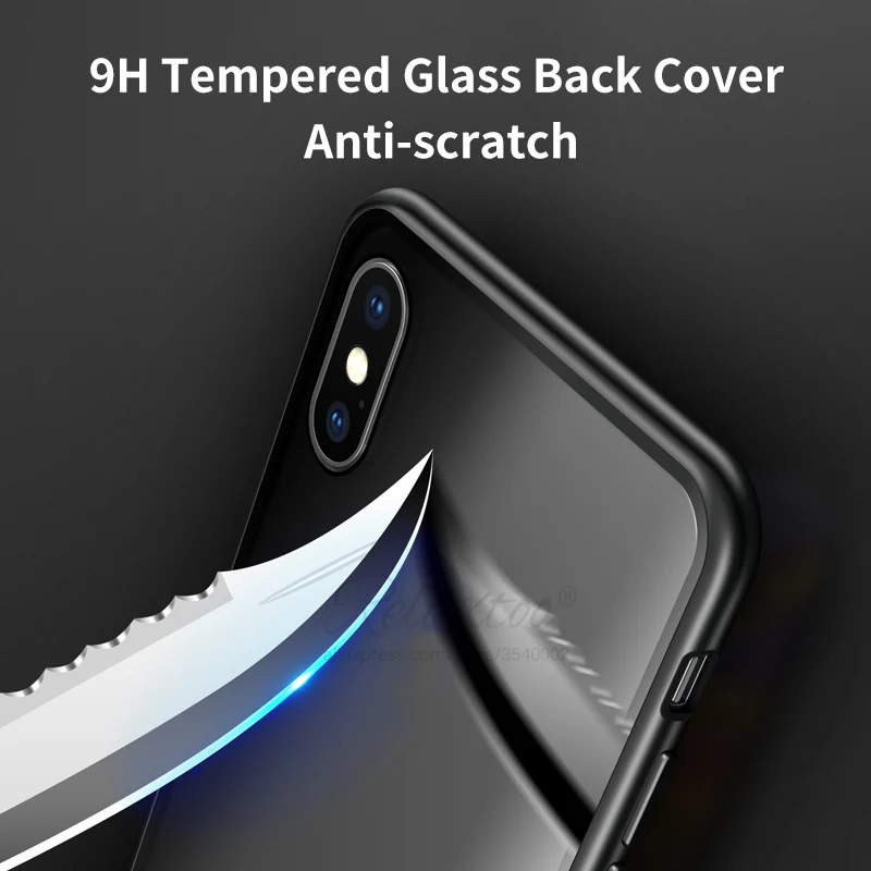 Чехол книжка с магнитной адсорбцией для iPhone X чехол из закаленного стекла 8 7 6 6s Plus
