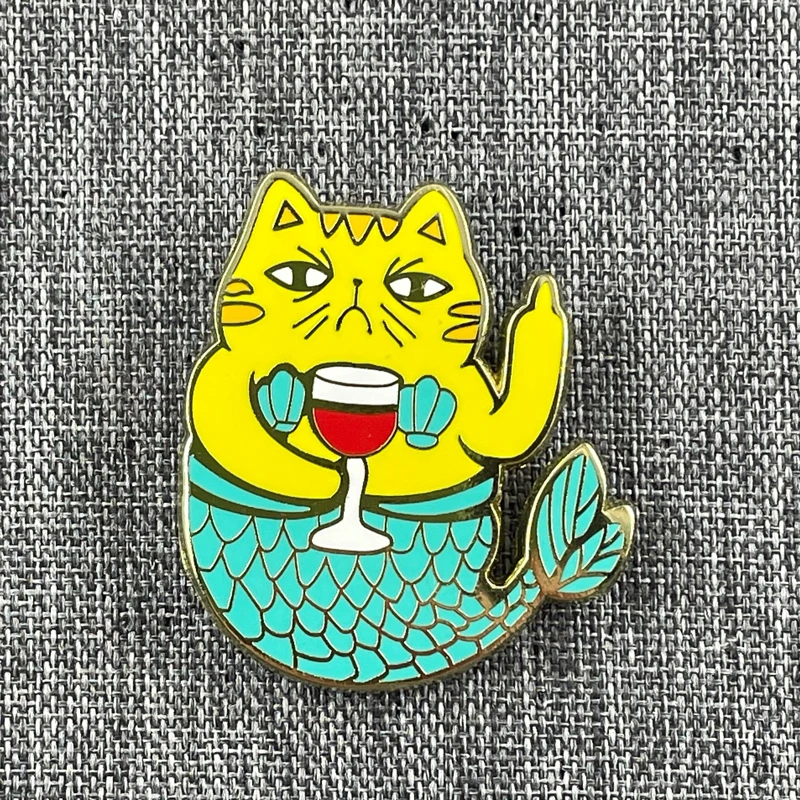 LXJERY Мультяшные заколки с изображением кота русалки значок на рюкзак забавная