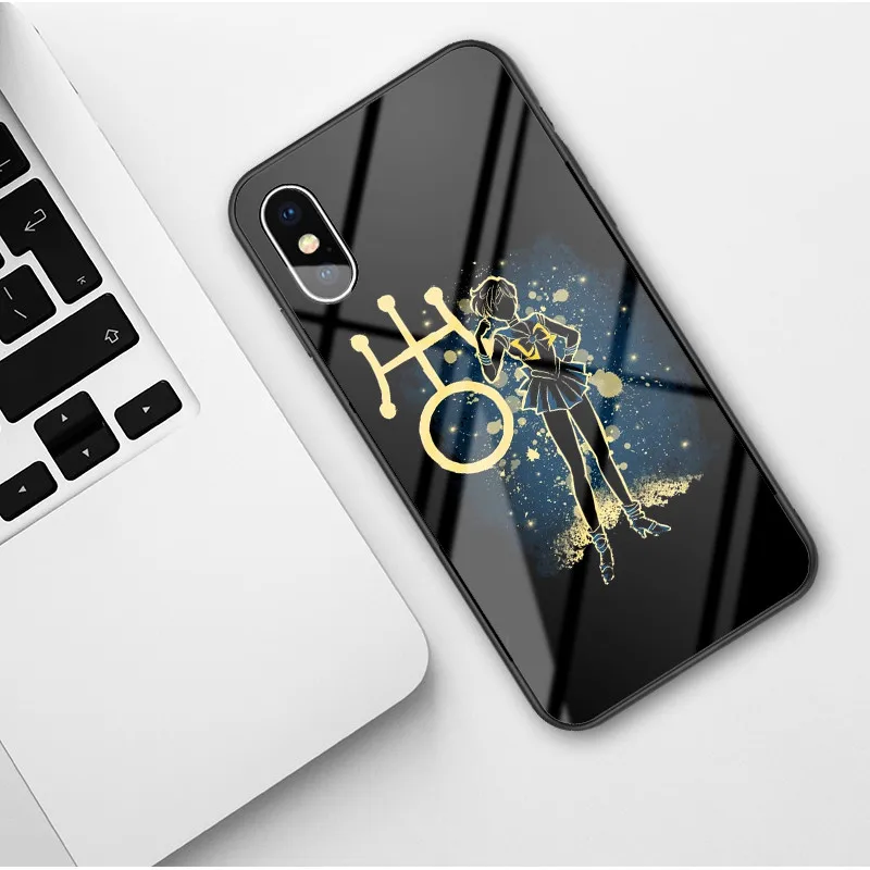 Glass shell Чехол для телефона Sailor Moon японского аниме Kawaii для iPhone XR 6 6S 7 8 Puls X XS MAX, чехлы из закаленного стекла, чехол для iPhone 11 Pro Max - Цвет: Glass shell