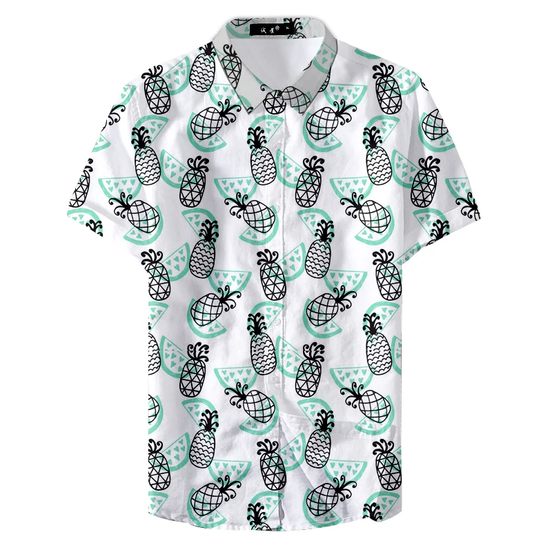 2019 летняя модная Гавайская Повседневная рубашка с принтом ананасов на