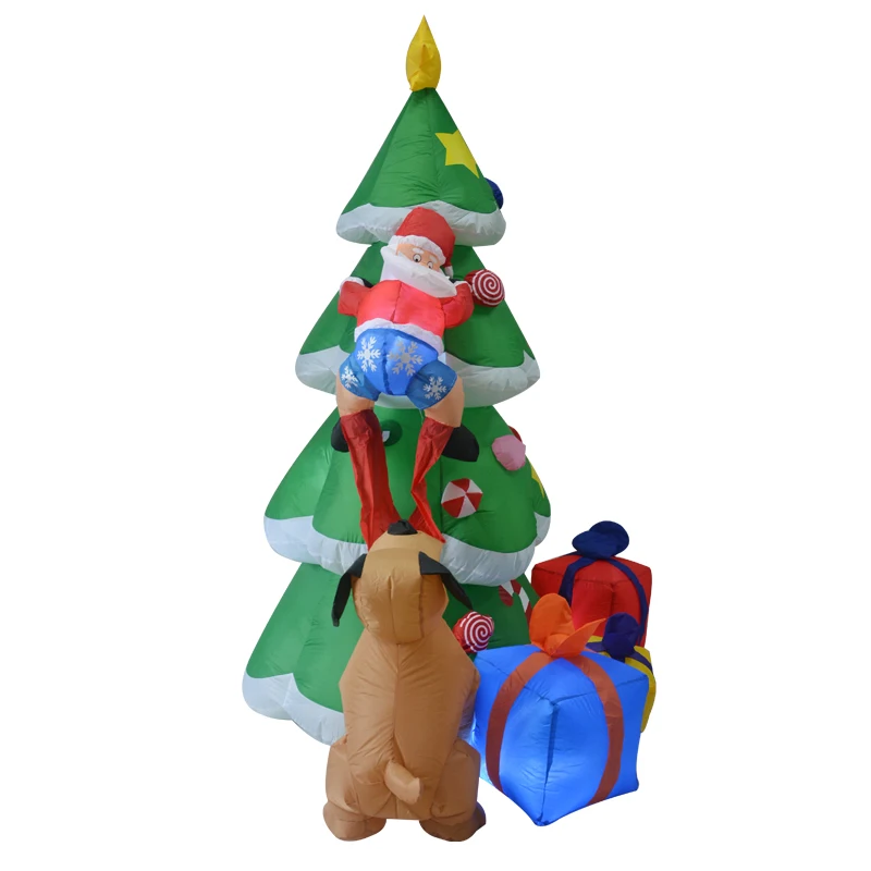 210 см гигантская надувная Рождественская елка с подарочными коробками щенок