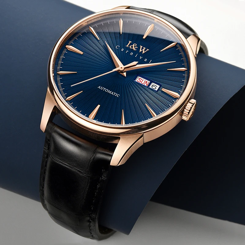 

CARNIVAL Luxury Brand Mens Sport Watch MIYOTA Automatic Mechanical Watches Men Date Waterproof Leather Clock Man relogio