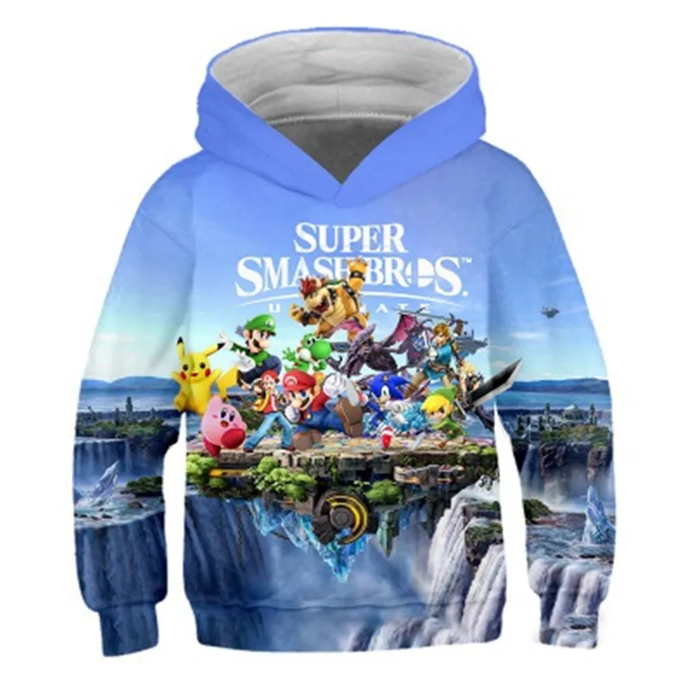 Косплей 3D супер разбивать Брос. Детская толстовка с капюшоном и длинным