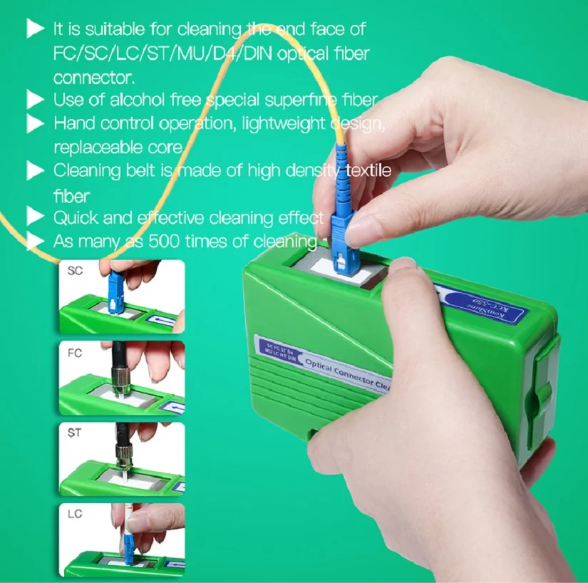 Free Shipping 500Times Optical Fiber Connector Cleaner KCC-55 Fiber Conector Cleaning Box