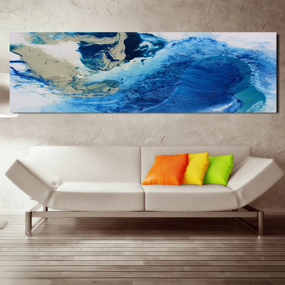 Современная Простота абстрактных картин на холсте синей воды модульные картины