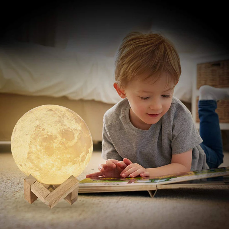 Светодиодный Ночной светильник с 3D принтом, лампа с Луной, перезаряжаемый, меняющий цвет, 3D светильник, лампа с сенсорной луной, Детская Ночн... от AliExpress RU&CIS NEW