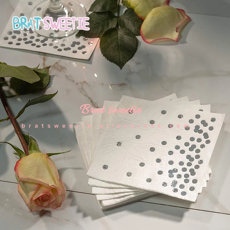 20 штук розовое золото Фольга точка Бумага салфетка для мальчика и девочки Пол