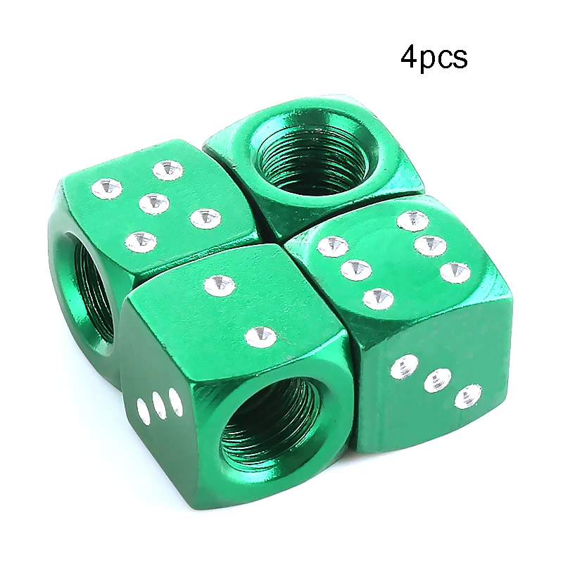 

Dice Tire Valve Cap Red/ Green Aluminum Alloy Anti-Theft Car-Styling Auto Dust Valve Cap Tire Valve Car Accessories
