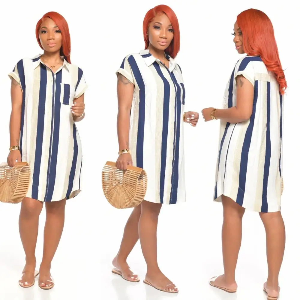 

Echoine Summer Striped Print Shirt Dress