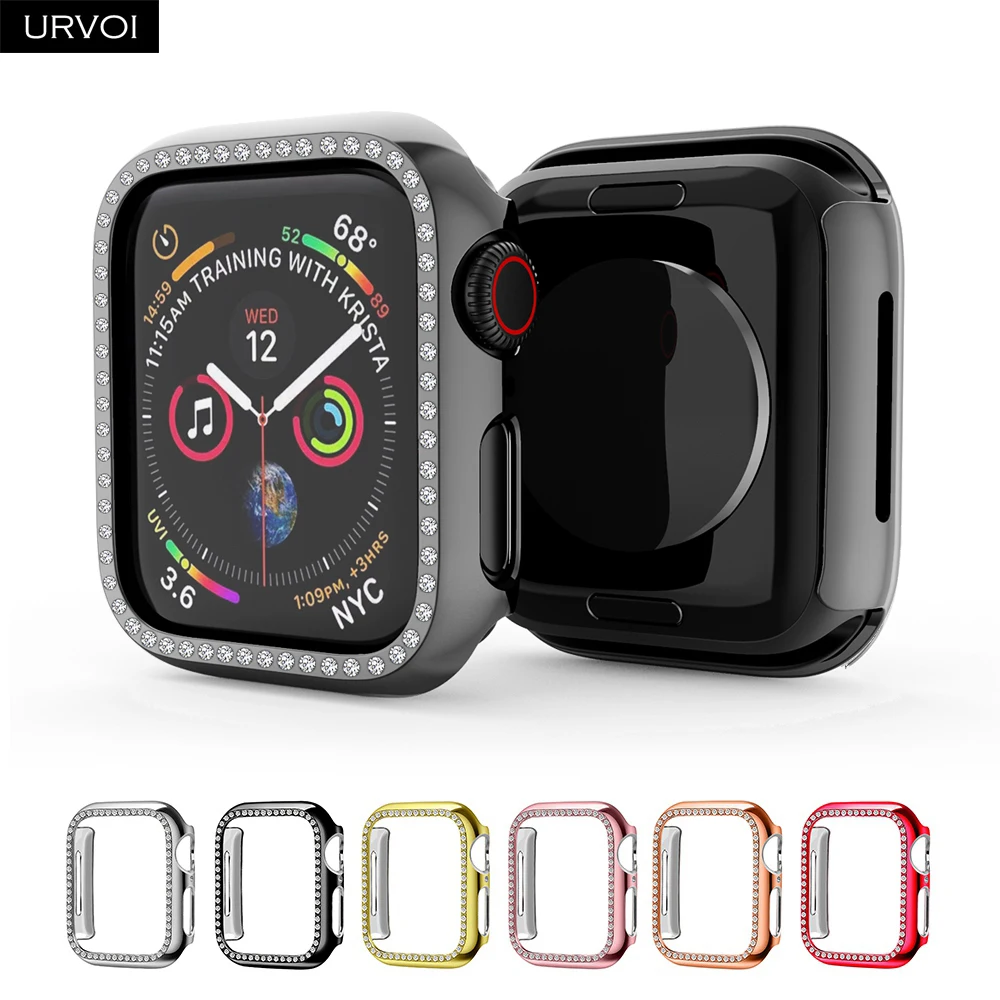 URVOI Стразы чехол для apple watch series 5 4 3 2 iwatch защита Бампера 40 мм 44 Жесткий Поликарбонат