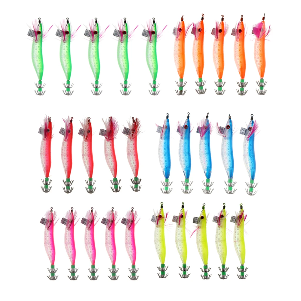 5 шт./компл. светящиеся Осьминог кальмары Джиги деревянные креветки рыболовные