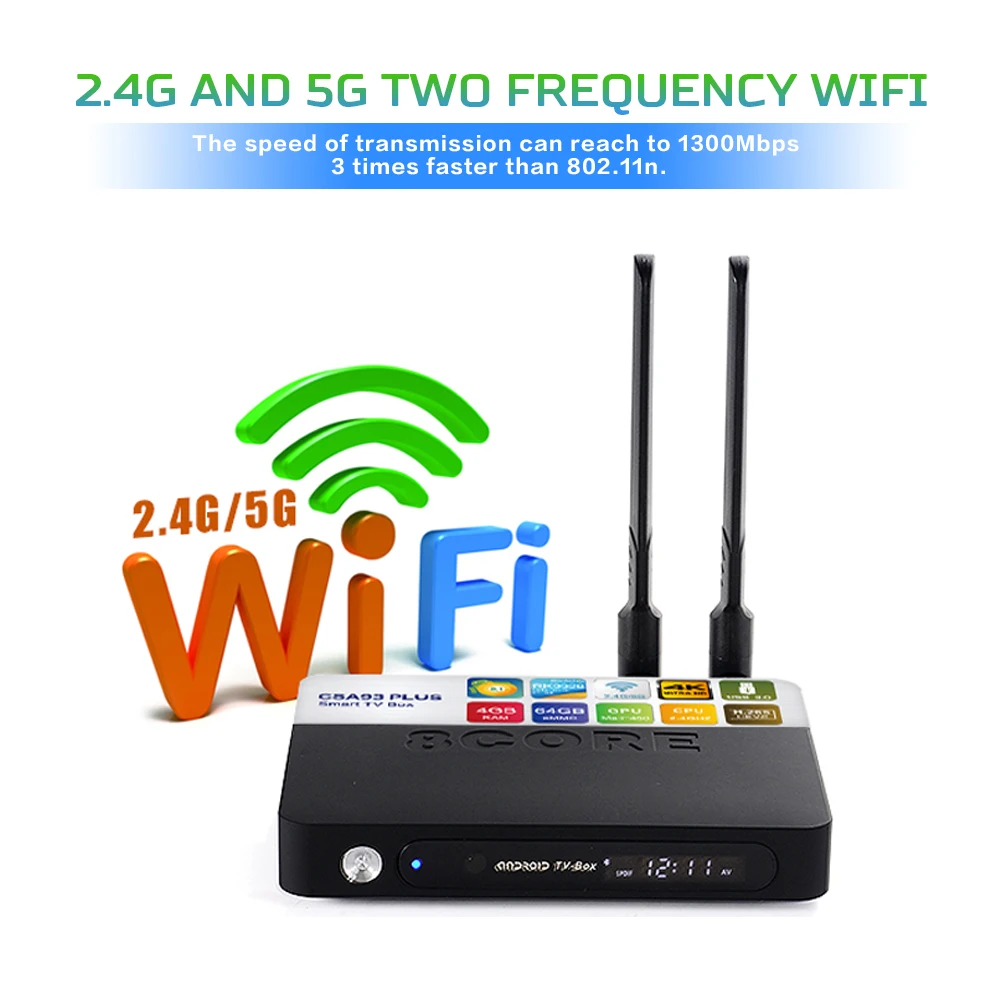 2019 новейший CSA93 Plus Android 8 1 4 ГБ/64 Гб RK3328 четырехъядерный процессор Ultra HD Smart tv Box. 2 4G/5G