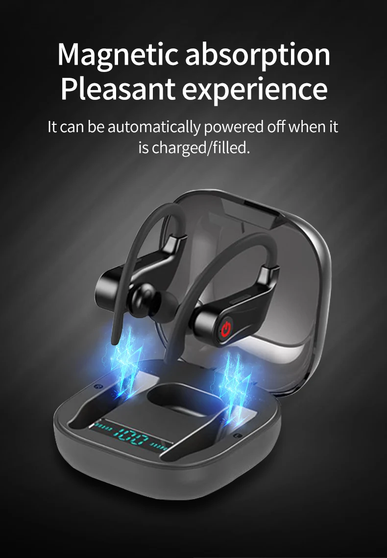 HBQ PRO TWS Bluetooth 5,0 наушники стерео беспроводные ушные крючки Мини спортивная водонепроницаемая гарнитура портативный 950 мАч зарядный чехол