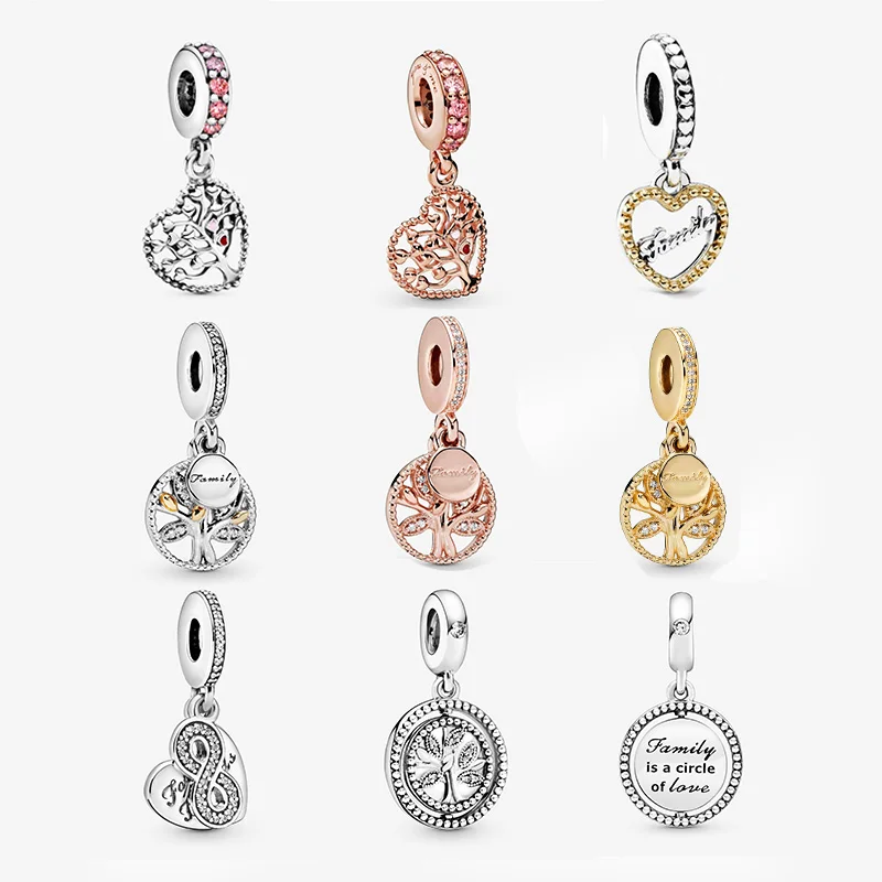 925 пробы серебряные сверкающие Семейные Подвески с деревом подвеска в виде