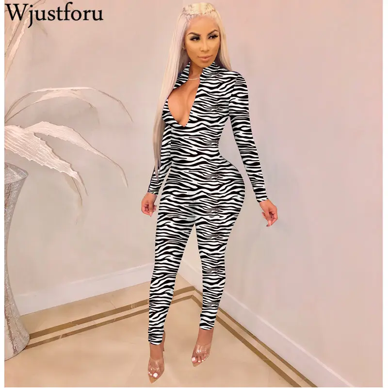 Женский клубный комбинезон Wjustforu Облегающий с глубоким V образным вырезом и