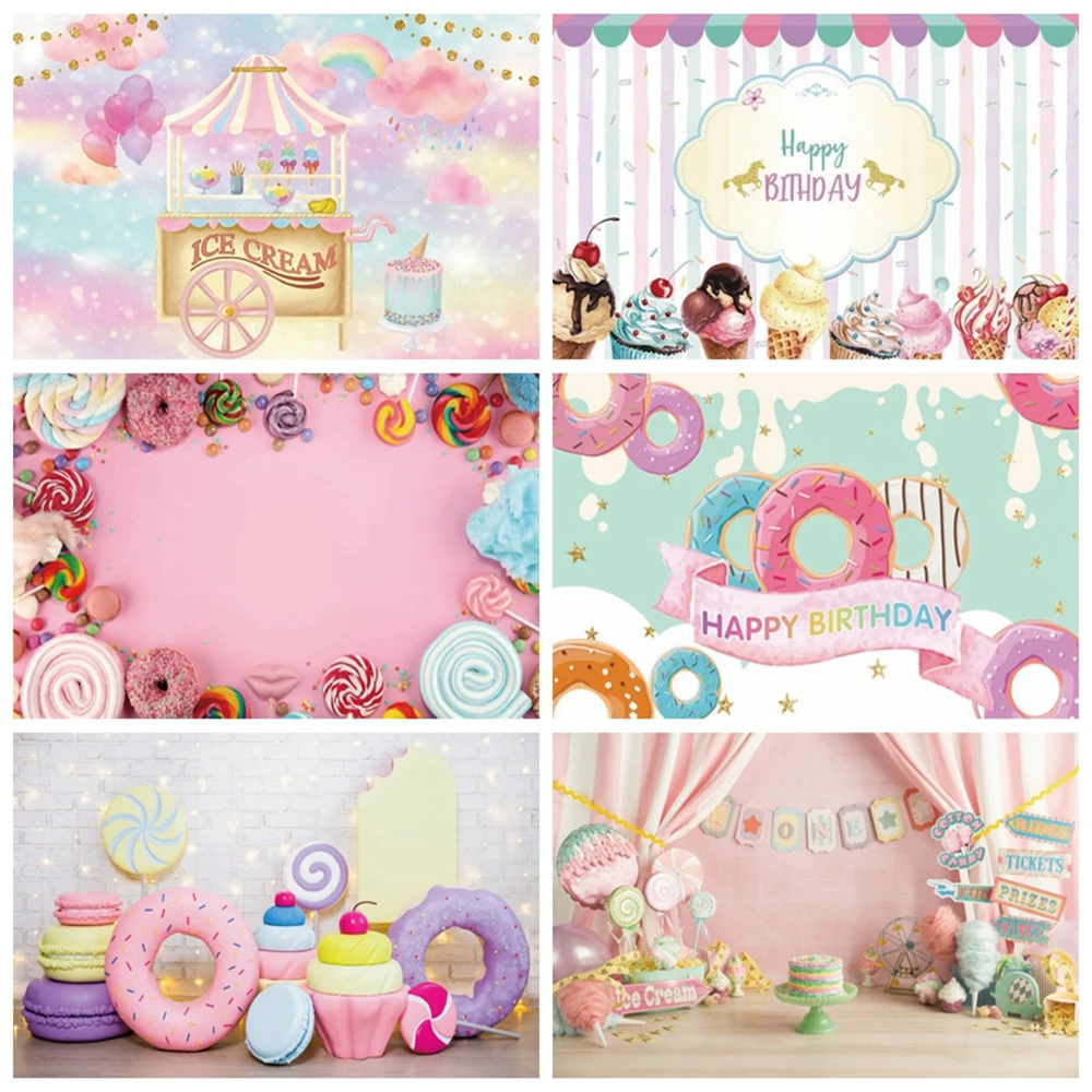 Виниловый фон для фотосъемки Yeele с изображением мороженого торта леденца |