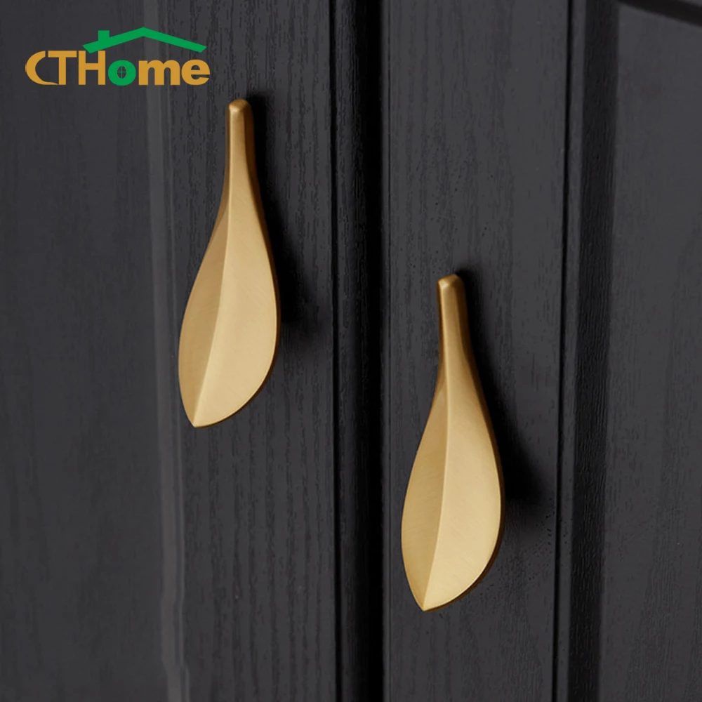 

NEW 32mm Zinc Alloy Creative Drawer Wardrobe Bathroom Cupboard Door Handle Leaf Shape Cabinet Handle Hardware Knob Door Pulls