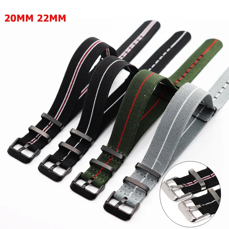 

20mm 22mm French Troops Parachute Bag Watchband Nato Zulu Elastic Nylon Belt Watch Strap Bracelet Military Watchband