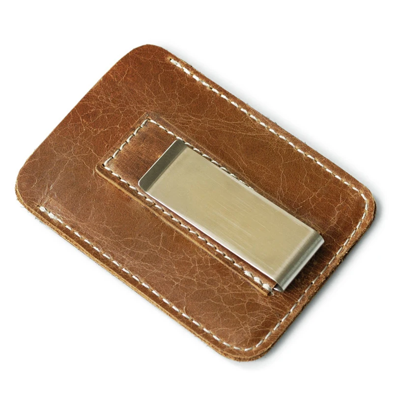 2020 Trend Luxury Unisex Crazy Horse Leather Design Fashion Travel Gift Slim Wallet Front Pocket Money Clip Mini Bill Purse C059 | Багаж и