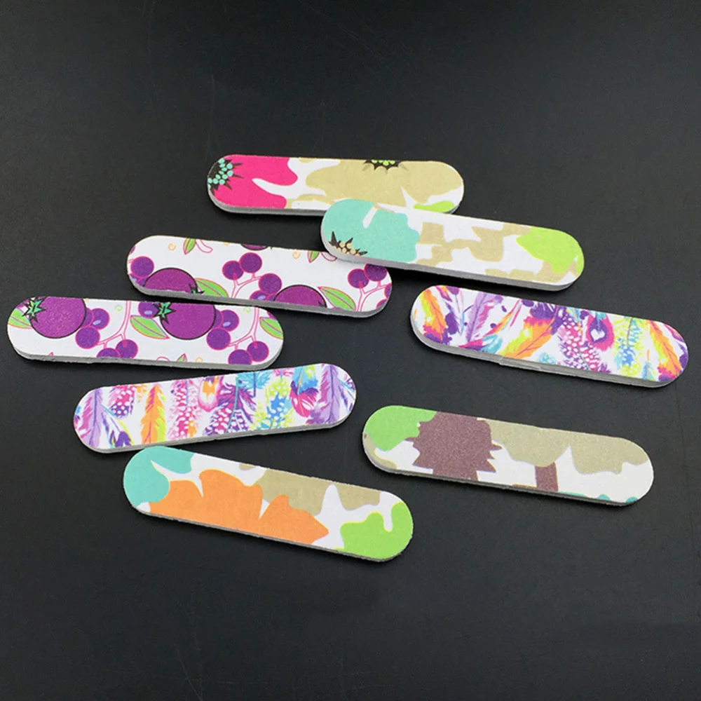 

100pcs Mini Nail Files Printing Double Sided Emery Board Nail Buffers Manicure Tools (Mixed Color)
