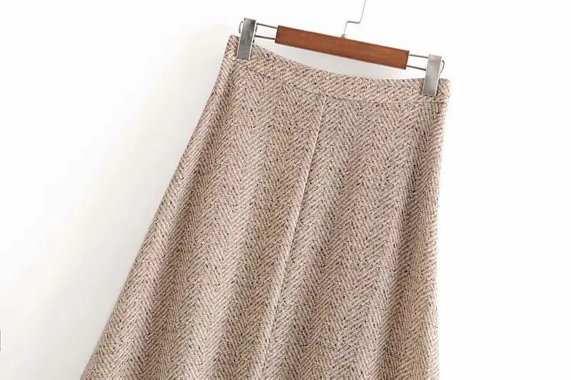 Винтажная элегантная офисная юбка миди, носить пуговицы, Женская мода, трапециевидная Женская Базовая юбка с карманами, повседневная женская юбка