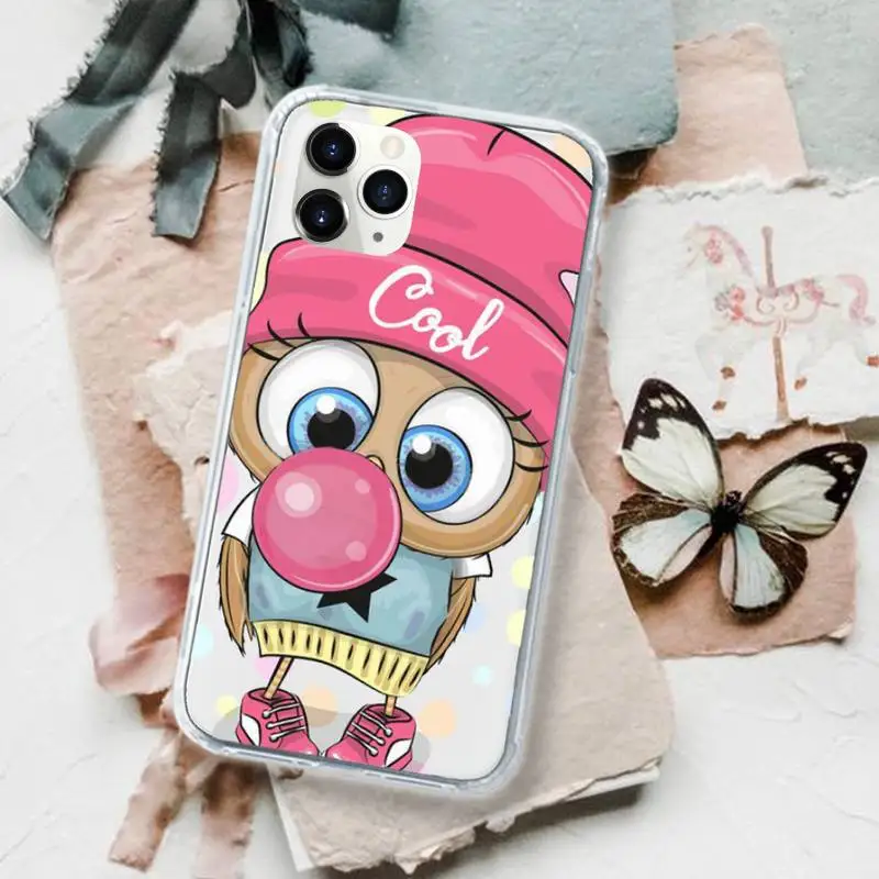 

Baby Cute Owl pink animal Phone Case for iPhone 11 12 pro XS MAX 8 7 6 6S Plus X 5S SE 2020 XR