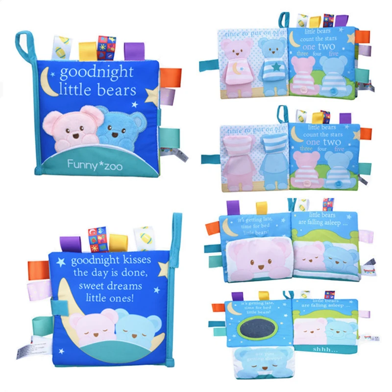 Bear Cloth Book Детские игрушки 0-12 месяцев, подвесная коляска, спиральная погремушка, игрушка, милые животные, прорезыватель, кроватка, колокольчик, графическая познавательная игрушка для малышей, игрушки - Цвет: Bear Cloth Book