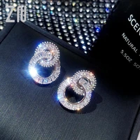 zn round cute bling cubic zircon stone stud earrings for women fashion jewelry korean earrings
