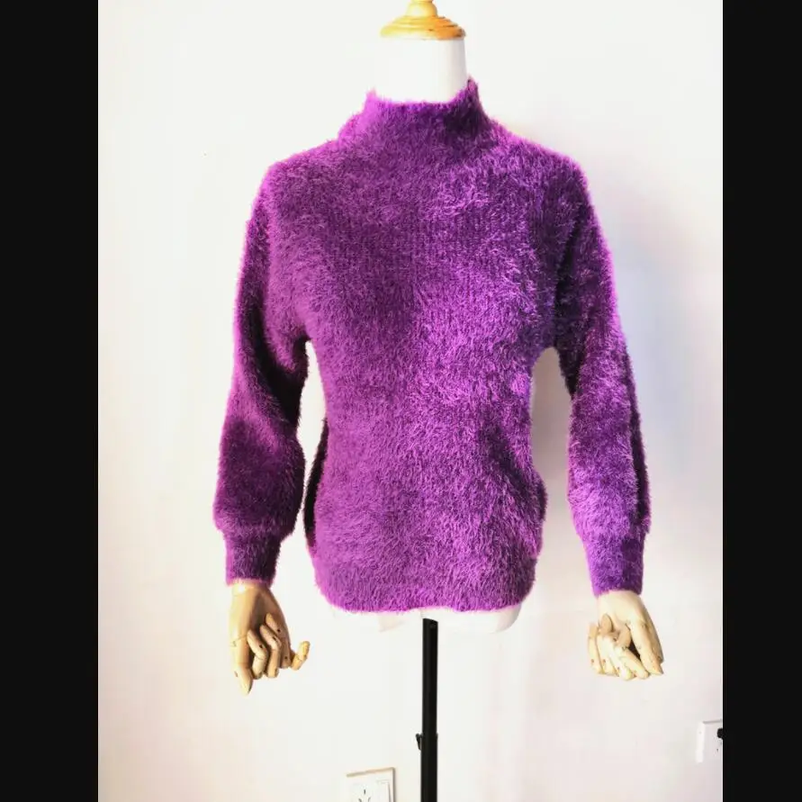 Новинка 2019 модные женские свитера мохер белый фиолетовый пуловеры теплые мягкие