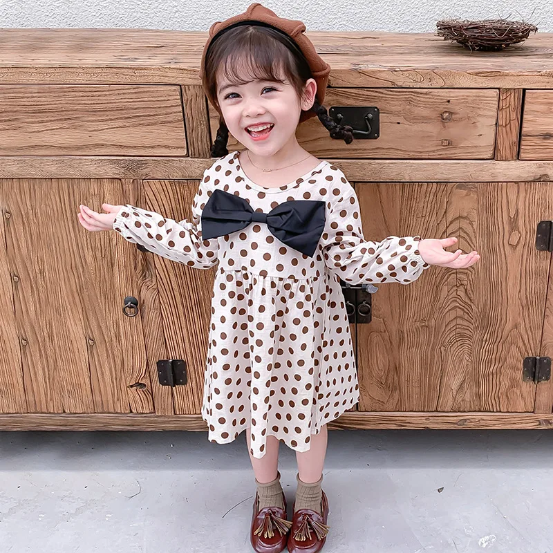Humor Bear Fashion Kids Clothes Girl Plaid Doll Collar Long Sleeve Dress Children Princess Dresses Baby Girls Clothing Outfits