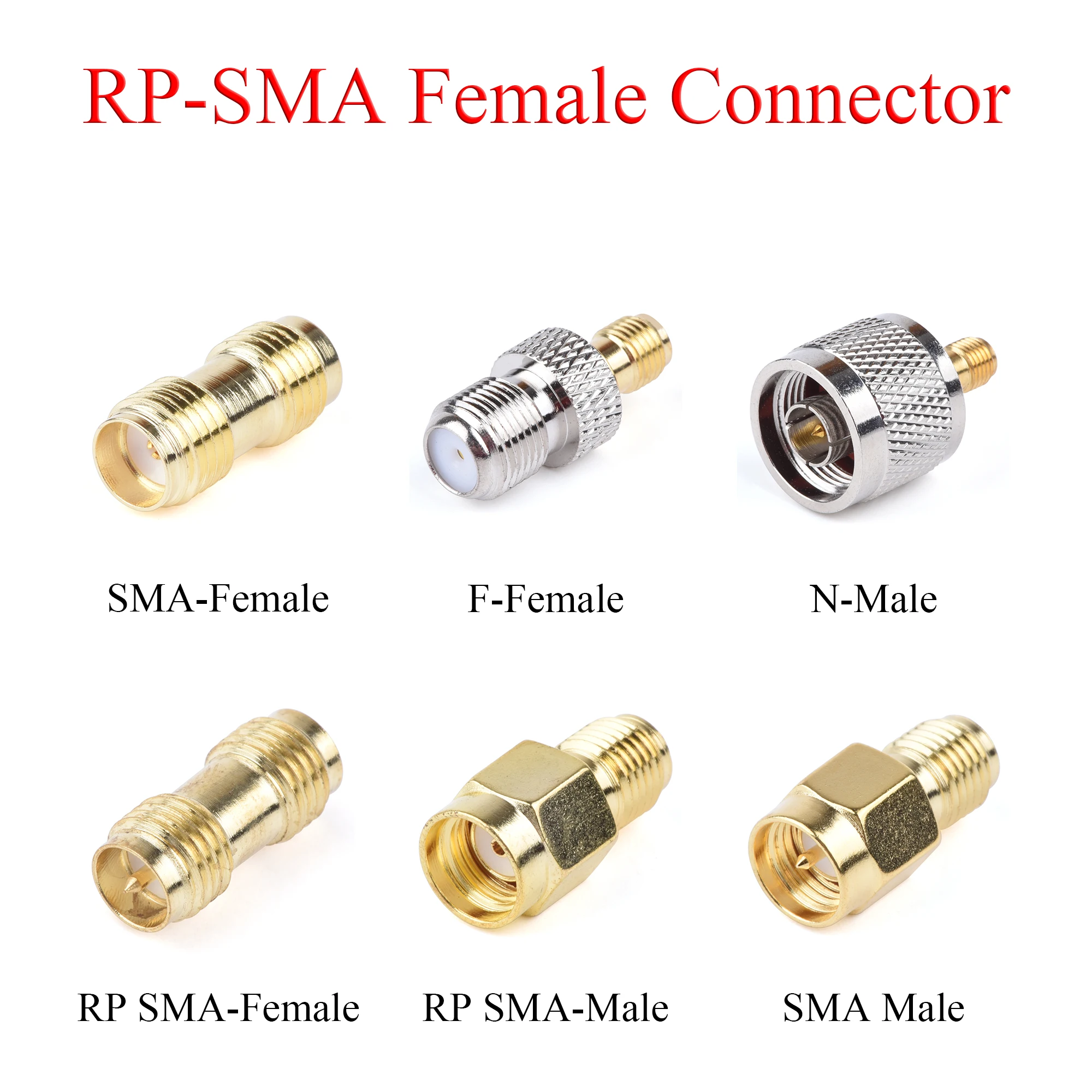 1Pcs RF Coaxial Connector RP-SMA Female to SMA RP-SMA N Male Plug/SMA RP-SMA F Female Jack Adapter Use For TV Repeater Antenna