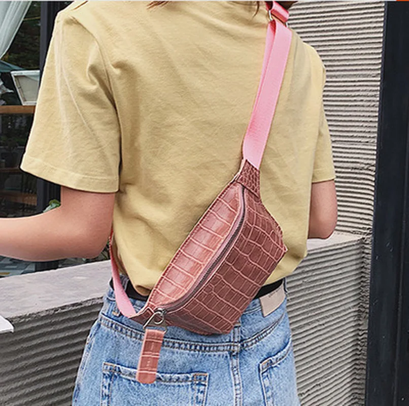 Повседневная поясная сумка для женщин из кожи аллигатора телефона нагрудная