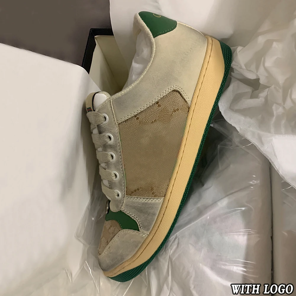 

Top version cowhide and classic canvas retro style sneakers for men's and women's shoes size 35-44