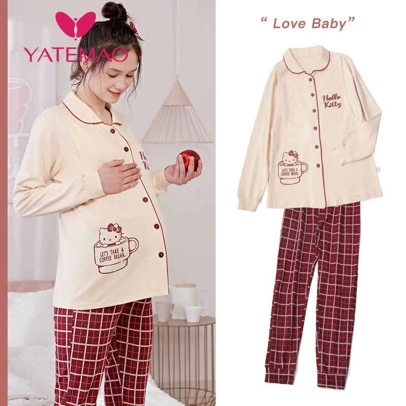 YATEMAO 2 шт./компл. по беременности и родам пижамы одежда для сна кормящих беременных