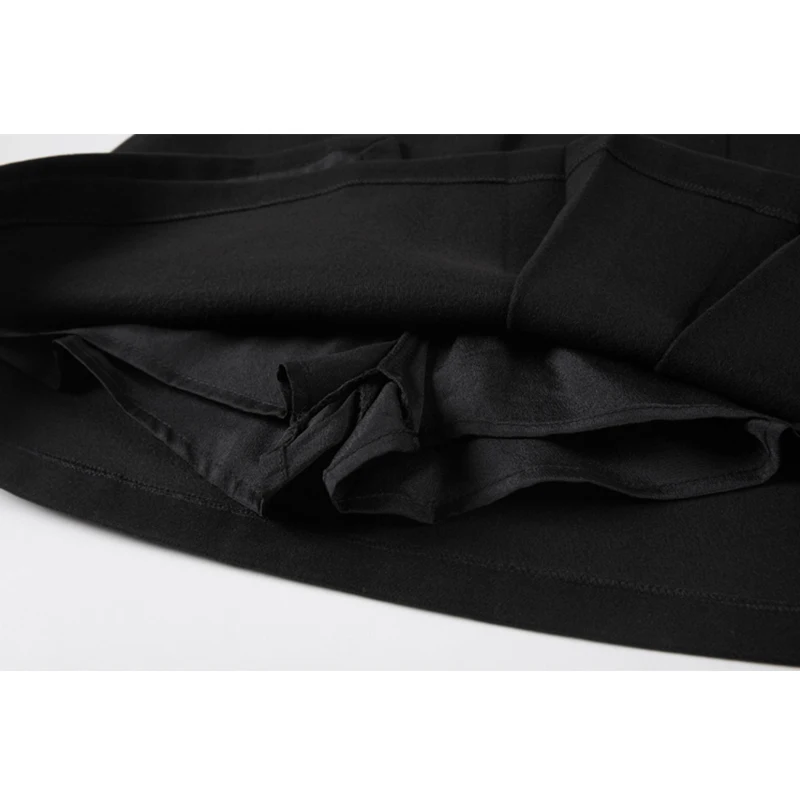 

Black A-Line Pleated Woolen Skirt Women High Waist Slim Student School Elegant Wrinkled Skirts Female 2021 Casual Tide OL Mujer
