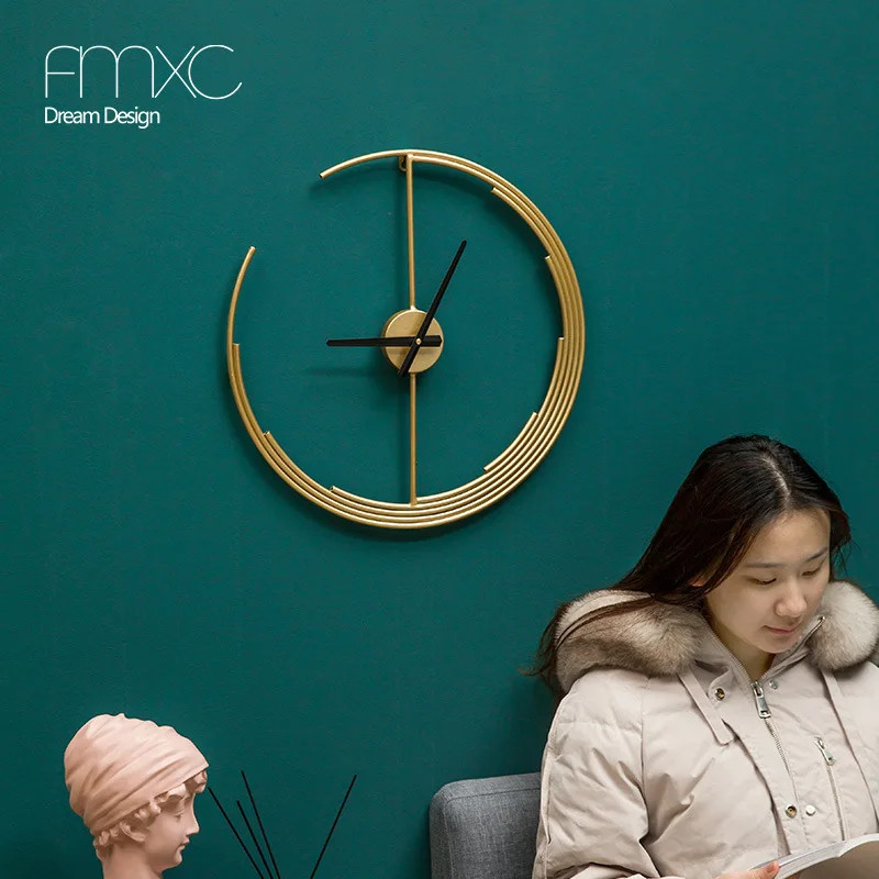 

Metal Round Fashion Nordic Wall Clock Quartz Creativity Simplicity Alarm Wall Clock Dining Room Reloj Pared Home Decor EK50WC
