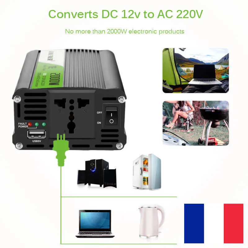 

200W DC 12V To AC 220V Car Power Inverter Converter Modified Sine Wave Power With USB 5V Output Low Noise For In-Car Use