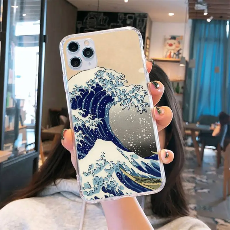 

great Ukiyoe wave kanagawa Phone Case Transparent soft For iphone 5 6 7 8 11 12 s c se plus mini x xs xr pro max