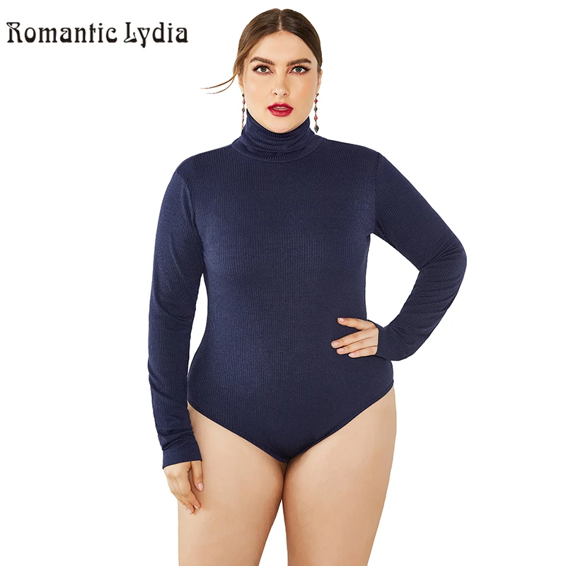Long Sleeve Women Knitted Bodysuit Turtleneck Plus Size 2019 Autumn Winter Female Warm Slim Fit Body Suit