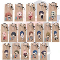20pcslot anime keychain darling in the franxx zero two double sided acrylic pendant keyring with card jewelry wholesale