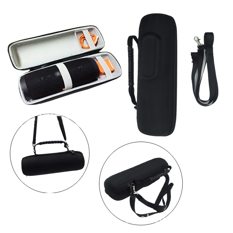 Pouch Bag for JBL Charge 3 Travel Protective Cover Case For Charge3 Bluetooth Speaker Extra Space Plug &amp Cables Belt(black G |